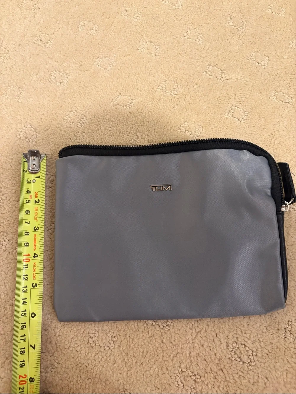Tumi x Delta  Gray Compact Travel Pouch with Black Trim